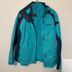 Teal and Navy Outdoor Jacket with removable fleece by Mobi Garden